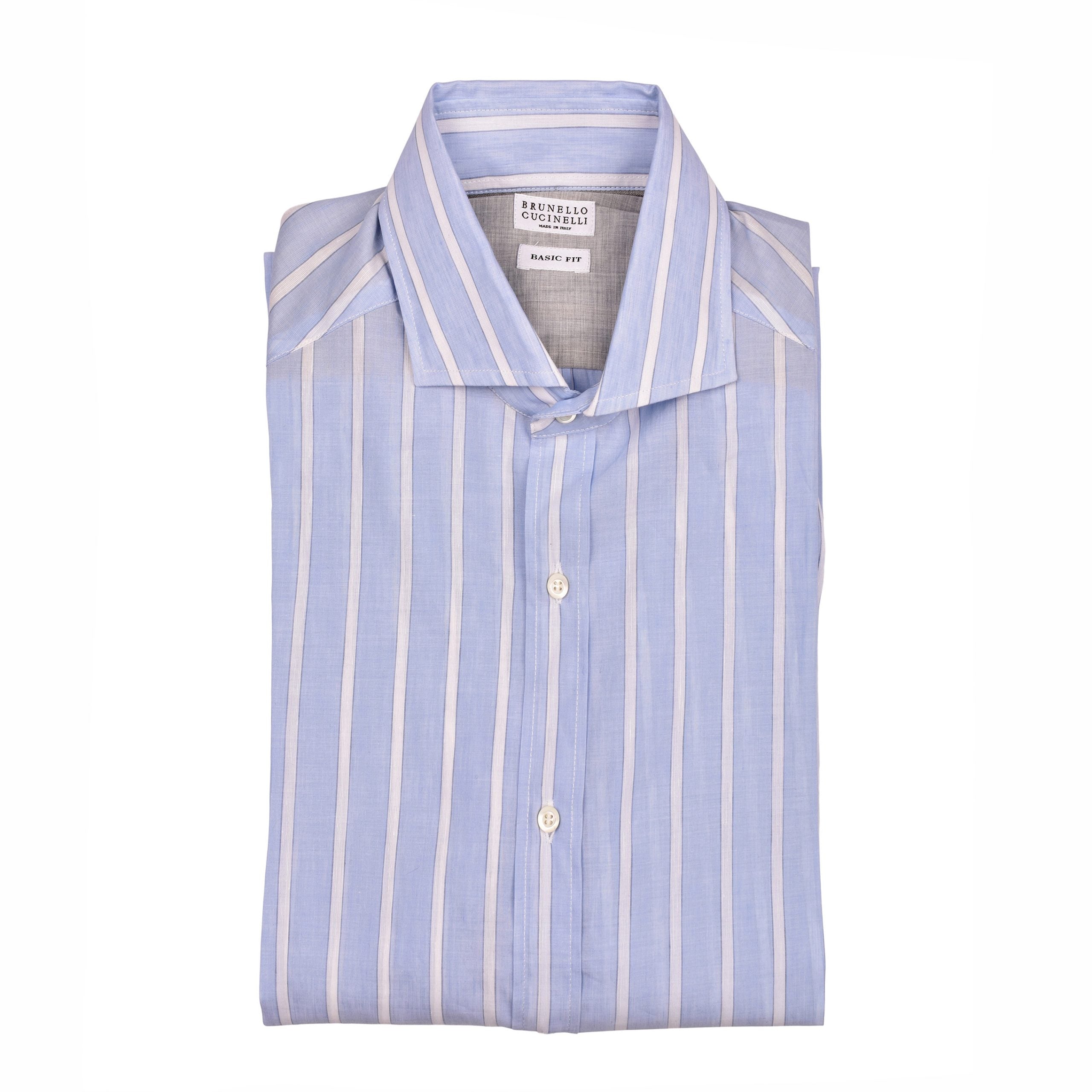 Brunello Cucinelli Light Blue Cotton Shirt