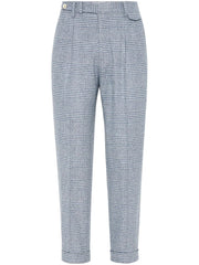 Brunello Cucinelli Light Blue Wool Casual Pants