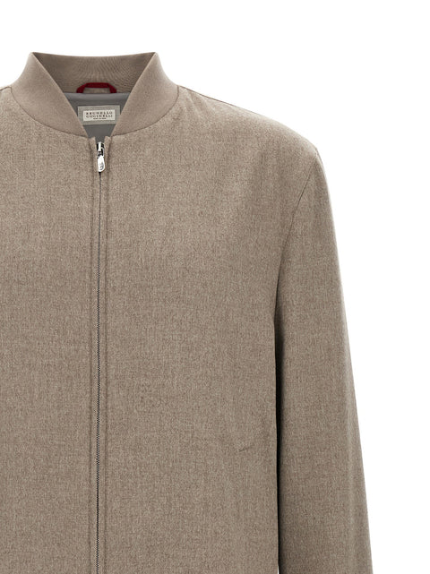 Brunello Cucinelli Light Flannel Bomber Jacket