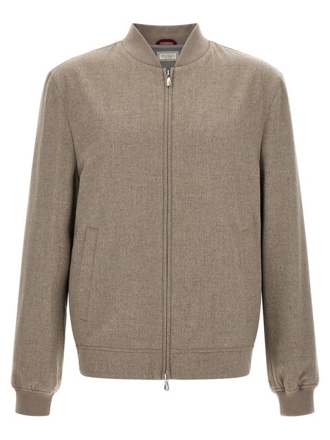 Brunello Cucinelli Light Flannel Bomber Jacket