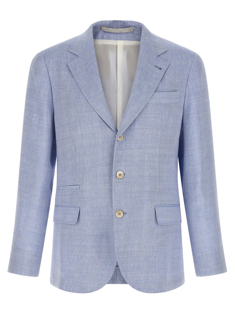 Brunello Cucinelli Linen And Wool Chevron Blazer