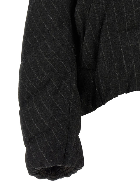 Brunello Cucinelli Micro Sequin Pinstriped Crop Down Jacket