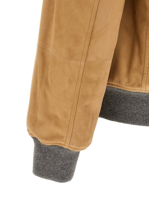 Brunello Cucinelli Padded Suede Bomber Jacket