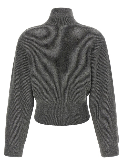 Brunello Cucinelli Ribbed Cardigan With Leather Detail