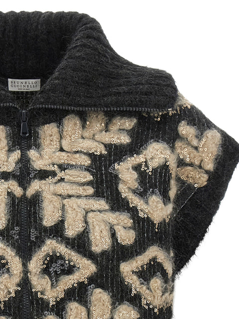 Brunello Cucinelli Sequin Intarsia Cardigan