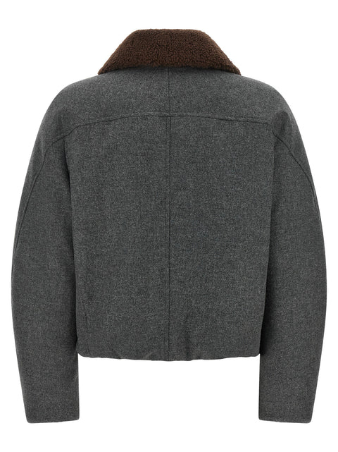 Brunello Cucinelli Shearling Collar Cropped Jacket