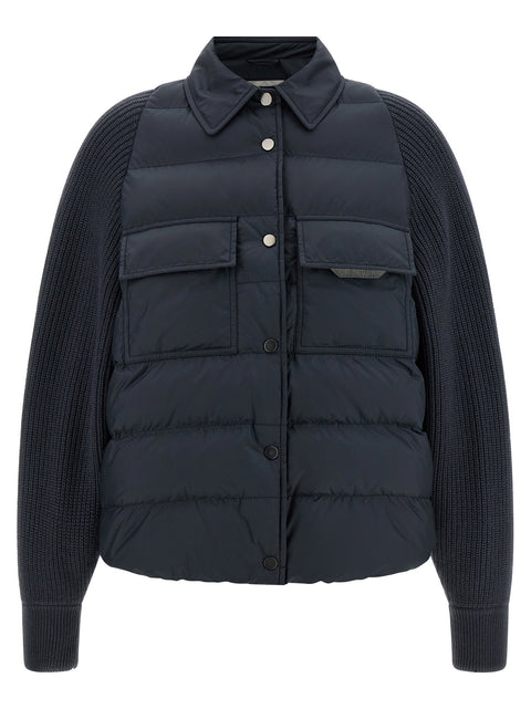 Brunello Cucinelli Shiny Flap Detail Down Jacket