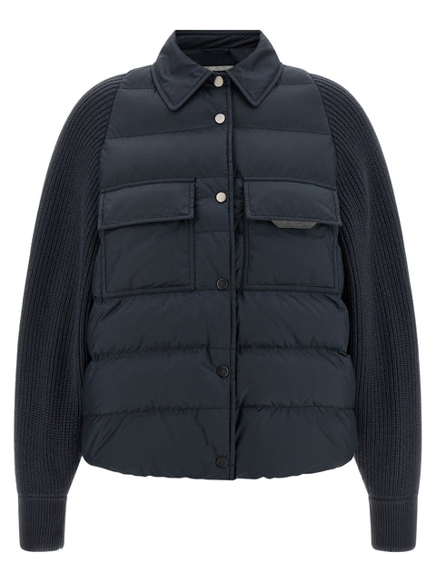 Brunello Cucinelli Shiny Flap Detail Down Jacket