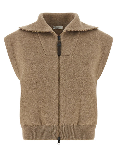 Brunello Cucinelli Shiny Zipper Pull Vest