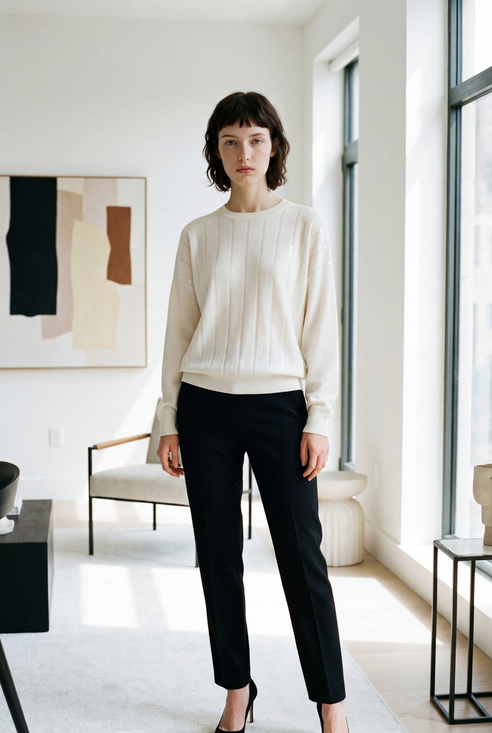 Brunello Cucinelli White Cashmere Sweater