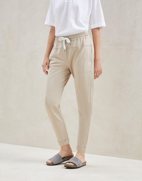 Brunello Cucinelli White Cotton Joggers (Workout Pants)