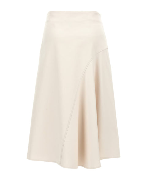 Brunello Cucinelli White Cotton Long Skirt