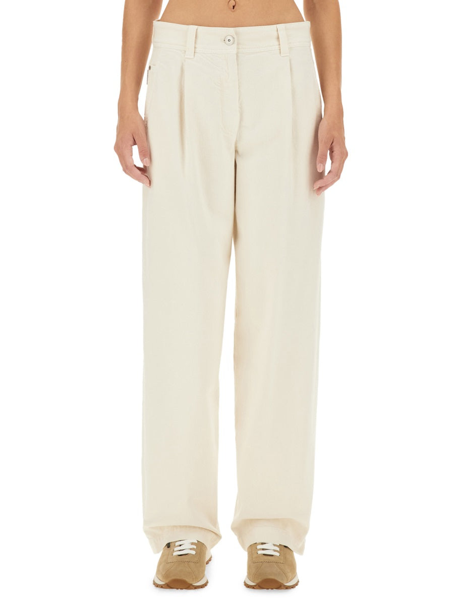 Brunello Cucinelli White Cotton Pants
