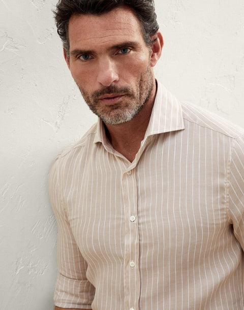 Brunello Cucinelli White Linen Dress Shirt