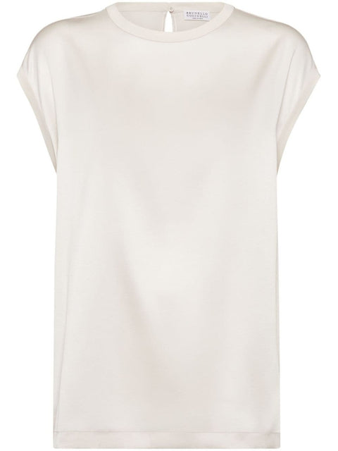 Brunello Cucinelli White Silk T-Shirt