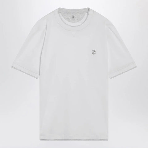 Brunello Cucinelli White T-shirt with faux layering effect