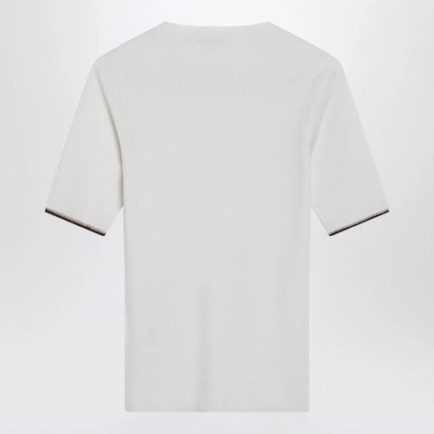 Brunello Cucinelli White cashmere and silk knit top