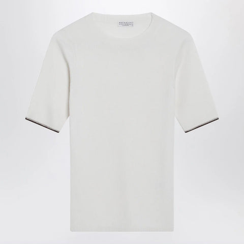 Brunello Cucinelli White cashmere and silk knit top