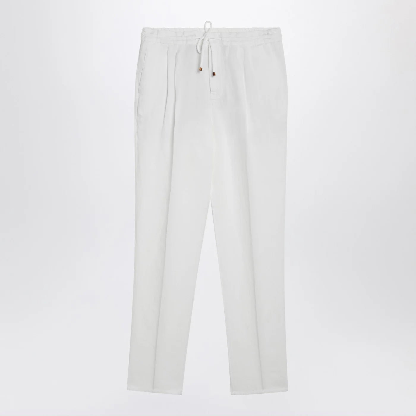 Brunello Cucinelli White linen drawstring trousers