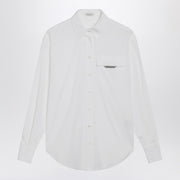 Brunello Cucinelli White shirt with Shiny Flap Detail