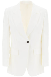 Brunello Cucinelli "Single-Breasted Viscose And Linen-Jacket-BRUNELLO CUCINELLI-38-White-Urbanheer