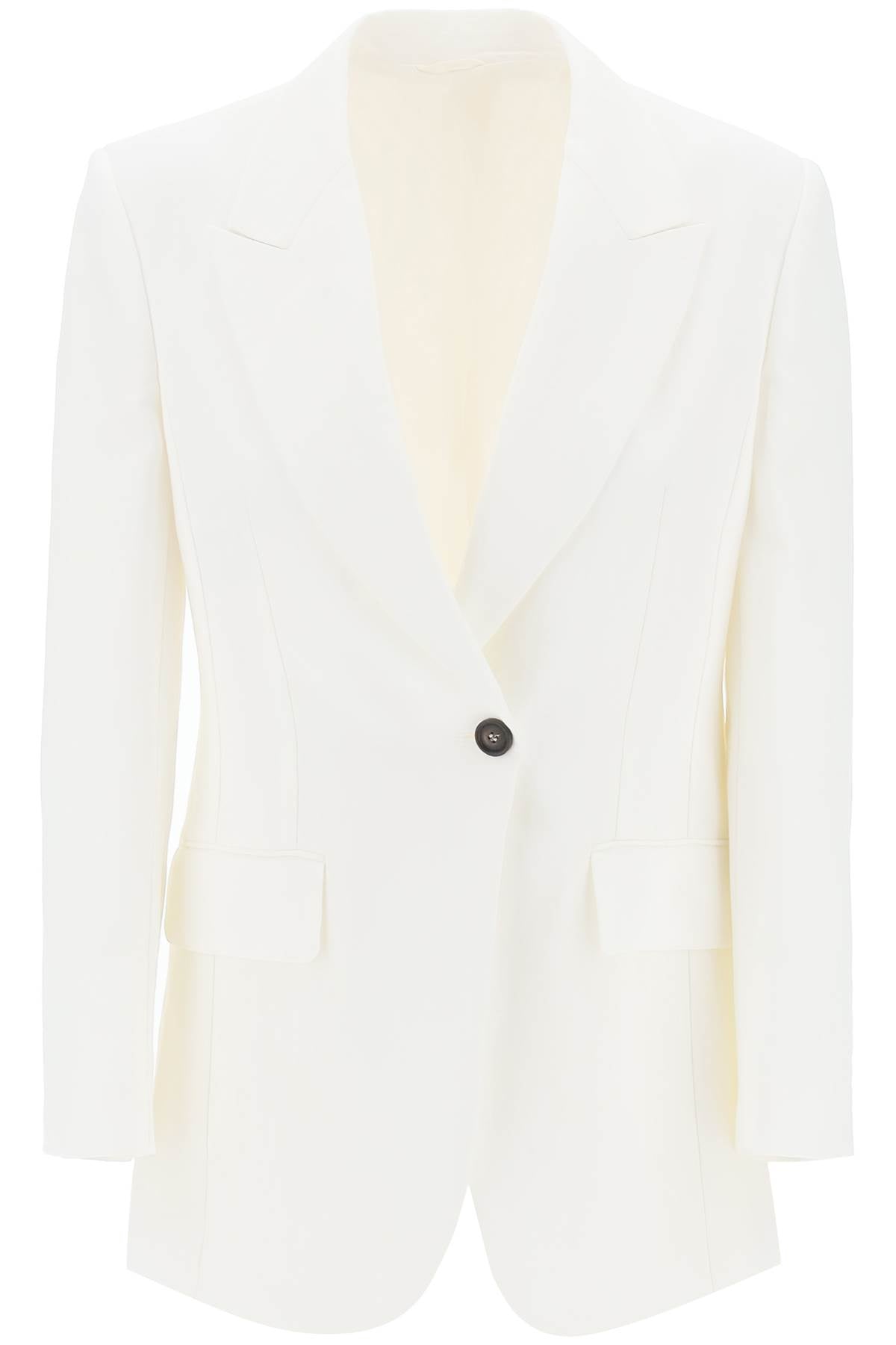 Brunello Cucinelli "Single-Breasted Viscose And Linen-Jacket-BRUNELLO CUCINELLI-38-White-Urbanheer