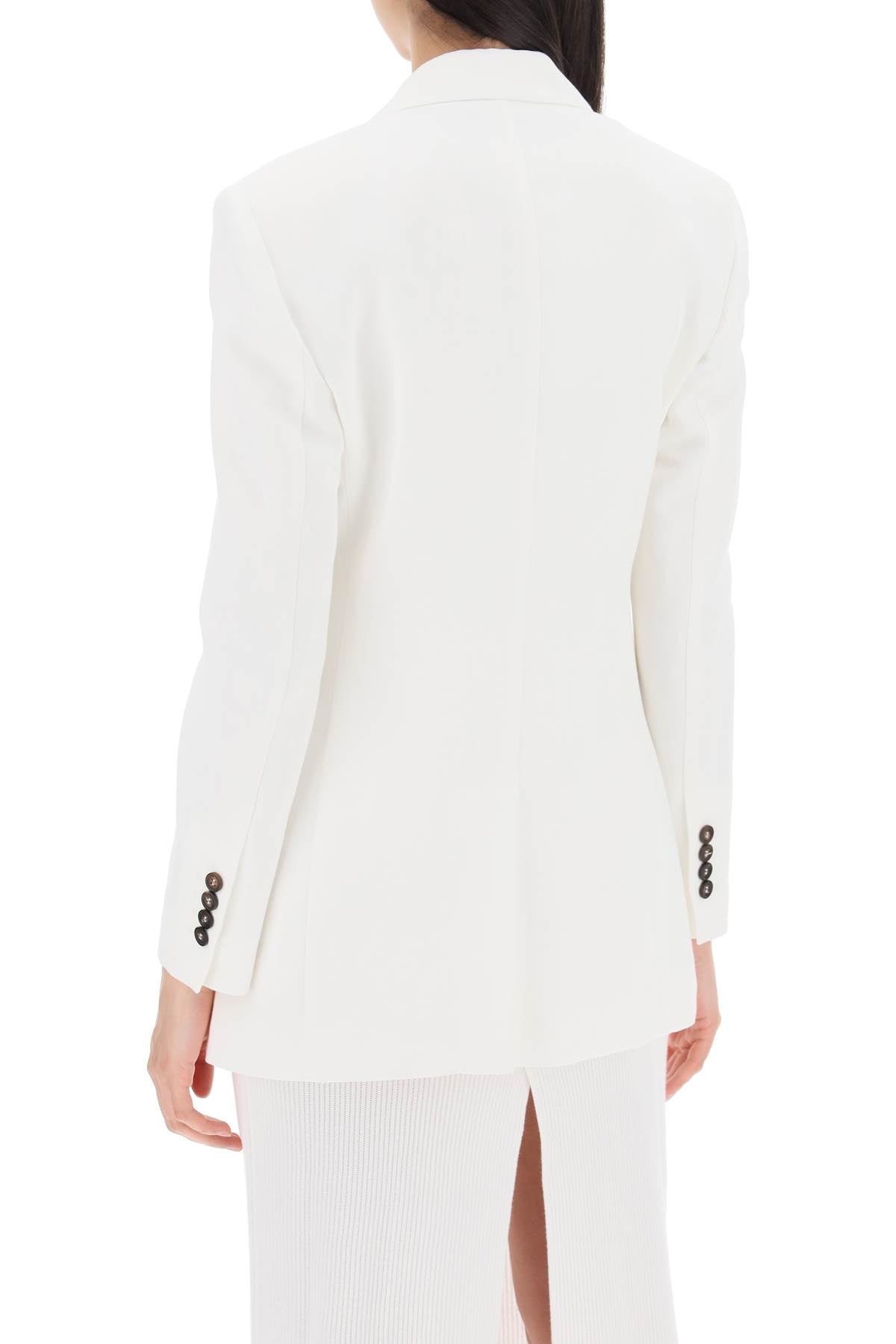 Brunello Cucinelli "Single-Breasted Viscose And Linen-Jacket-BRUNELLO CUCINELLI-38-White-Urbanheer