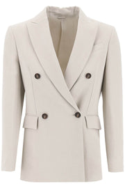 Brunello Cucinelli Twill Jacket With Monile Detail-Jacket-BRUNELLO CUCINELLI-38-Beige-Urbanheer