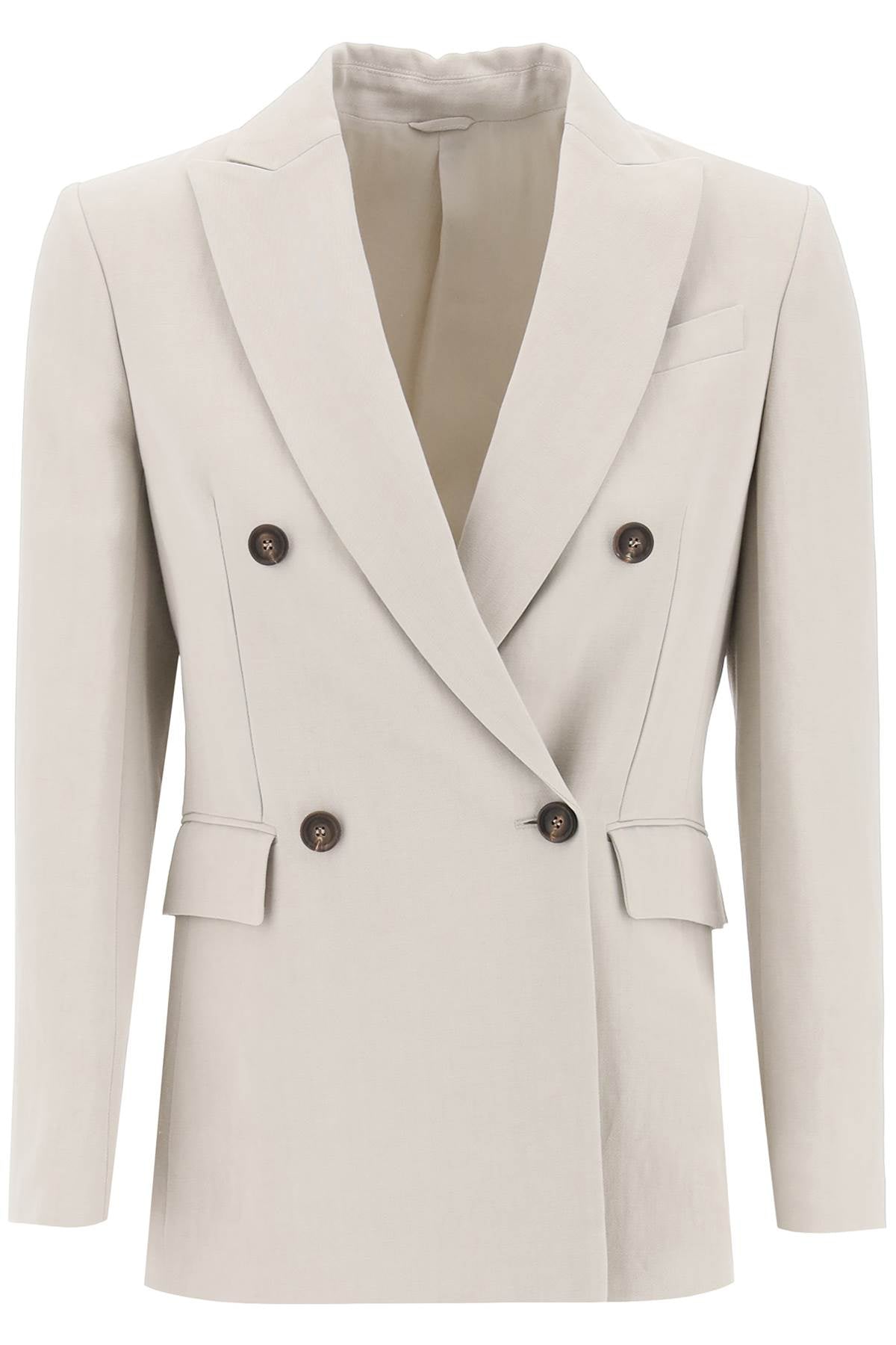Brunello Cucinelli Twill Jacket With Monile Detail-Jacket-BRUNELLO CUCINELLI-38-Beige-Urbanheer
