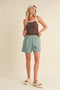 Brush-Soft High Waisted Sweat Shorts Sage-Shorts-Kimberly C-S-Sage-Urbanheer