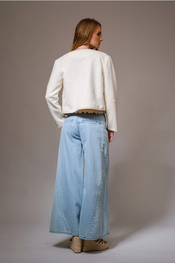 Brushed Boucle Button-Up Crop Jacket-Jacket-Blue B-S-OFF WHITE-Urbanheer