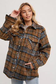 Brushed Flannel Plaid Shacket MOCHA COMBO-Jacket-Peace Love Line-S-MOCHA COMBO-Urbanheer