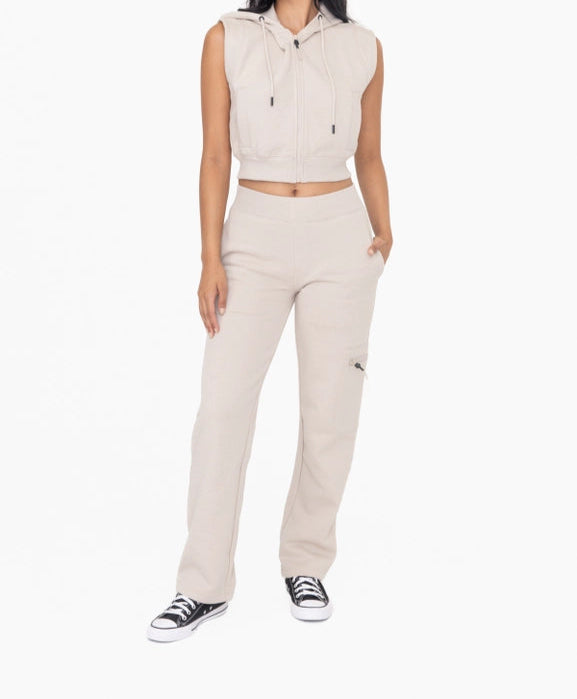 Brushed Fleece Cropped Hooded Vest TAUPE-Vest-Mono B-S-TAUPE-Urbanheer