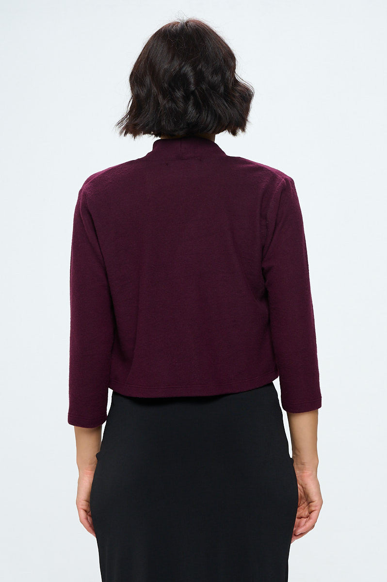 Brushed Knit Cashmere Like Bolero Cardigan-Sweaters-Reneecollection-Small-PLUM-Urbanheer