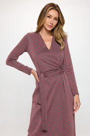 Brushed Knit Print V neck Jersey Wrap Maxi Dress with Tie-Dresses-Reneecollection-Small-BLACK/RED-Urbanheer