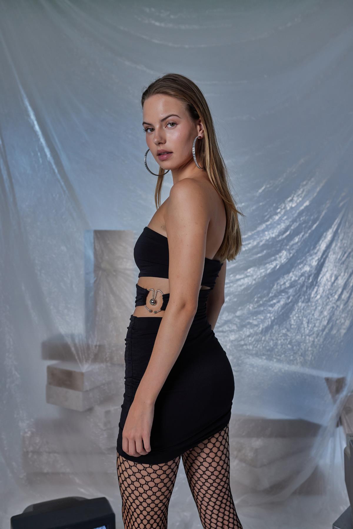 Bubble Black Pleated Mini Bodycon Dress-Bodycon Dresses-Buy Me Fur Ltd-Black-S-Polyester - Elastane Blend-Urbanheer