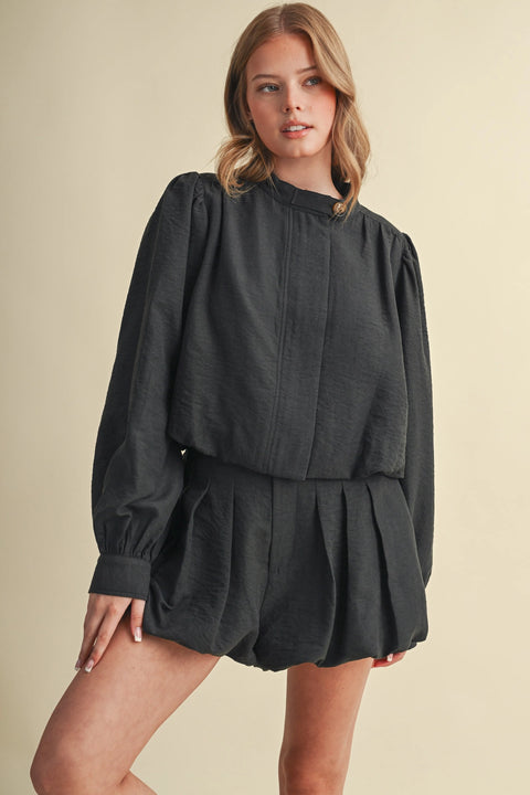 Bubble Hem Cropped Jacket and Shorts Set