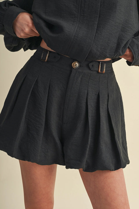 Bubble Hem Cropped Jacket and Shorts Set