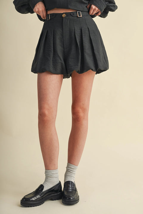 Bubble Hem Cropped Jacket and Shorts Set