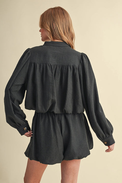 Bubble Hem Cropped Jacket and Shorts Set