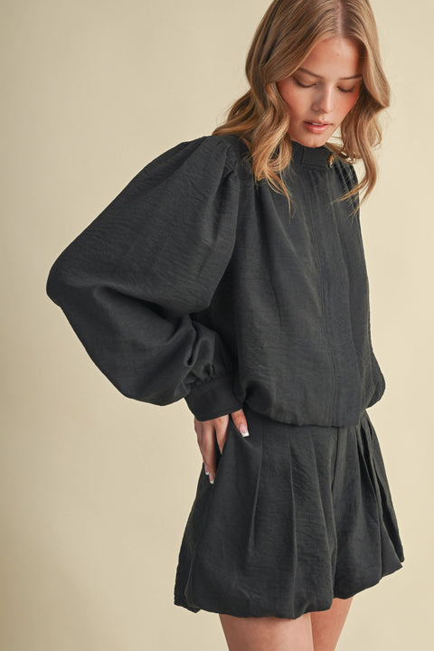 Bubble Hem Cropped Jacket and Shorts Set
