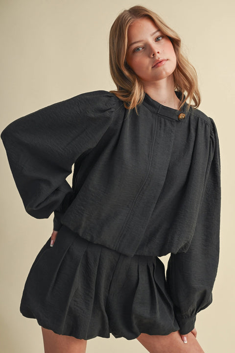 Bubble Hem Cropped Jacket and Shorts Set