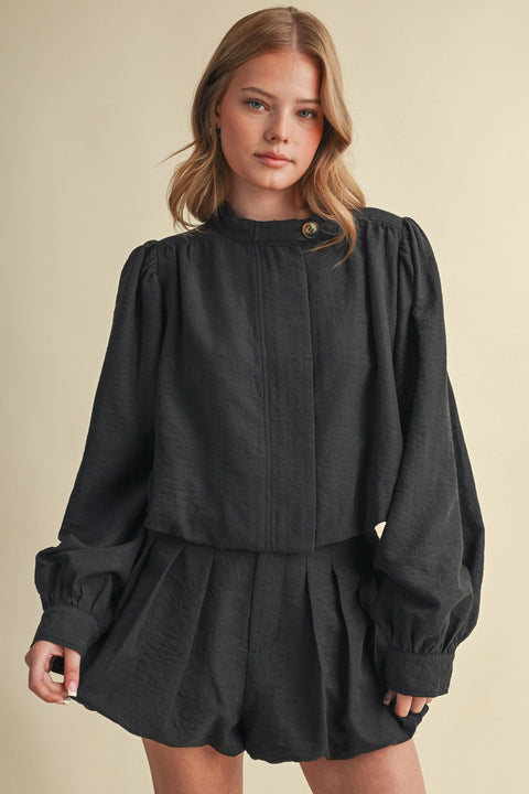 Bubble Hem Cropped Jacket and Shorts Set