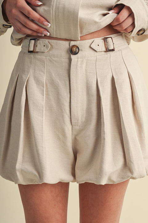 Bubble Hem Cropped Jacket and Shorts Set