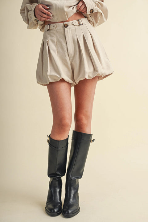 Bubble Hem Cropped Jacket and Shorts Set