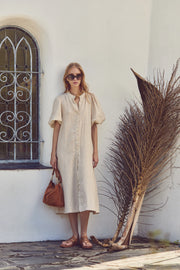 Bubble Linen Dress - Natural