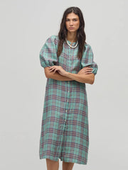 Bubble Linen Dress - Palma Checks