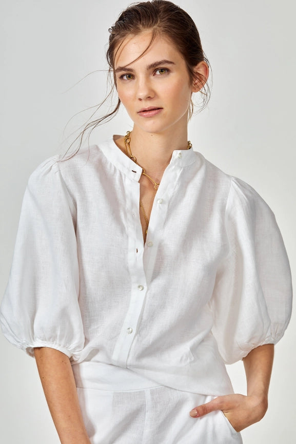 Bubble Linen Shirt - Off White-Shirt-Lanhtropy-XS-White-Urbanheer