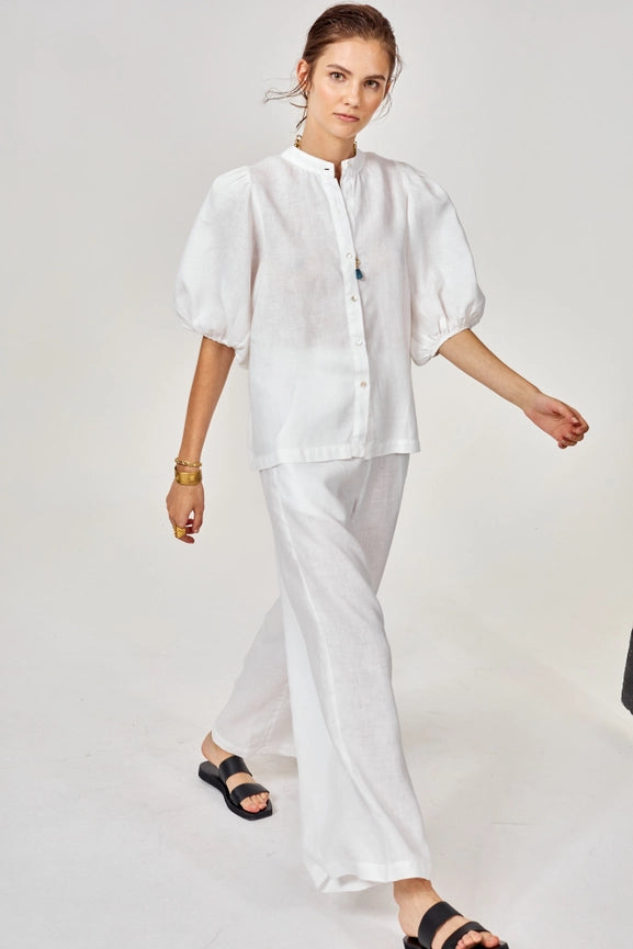 Bubble Linen Shirt - Off White-Shirt-Lanhtropy-XS-White-Urbanheer