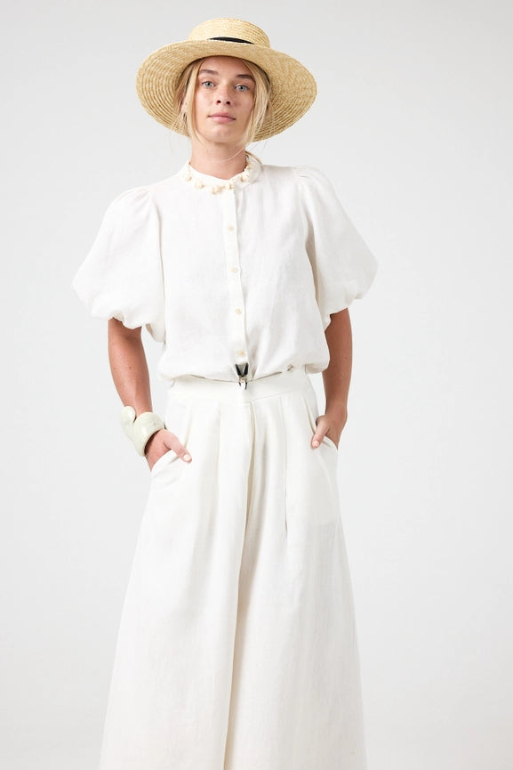 Bubble Linen Shirt - Off White-Shirt-Lanhtropy-XS-White-Urbanheer